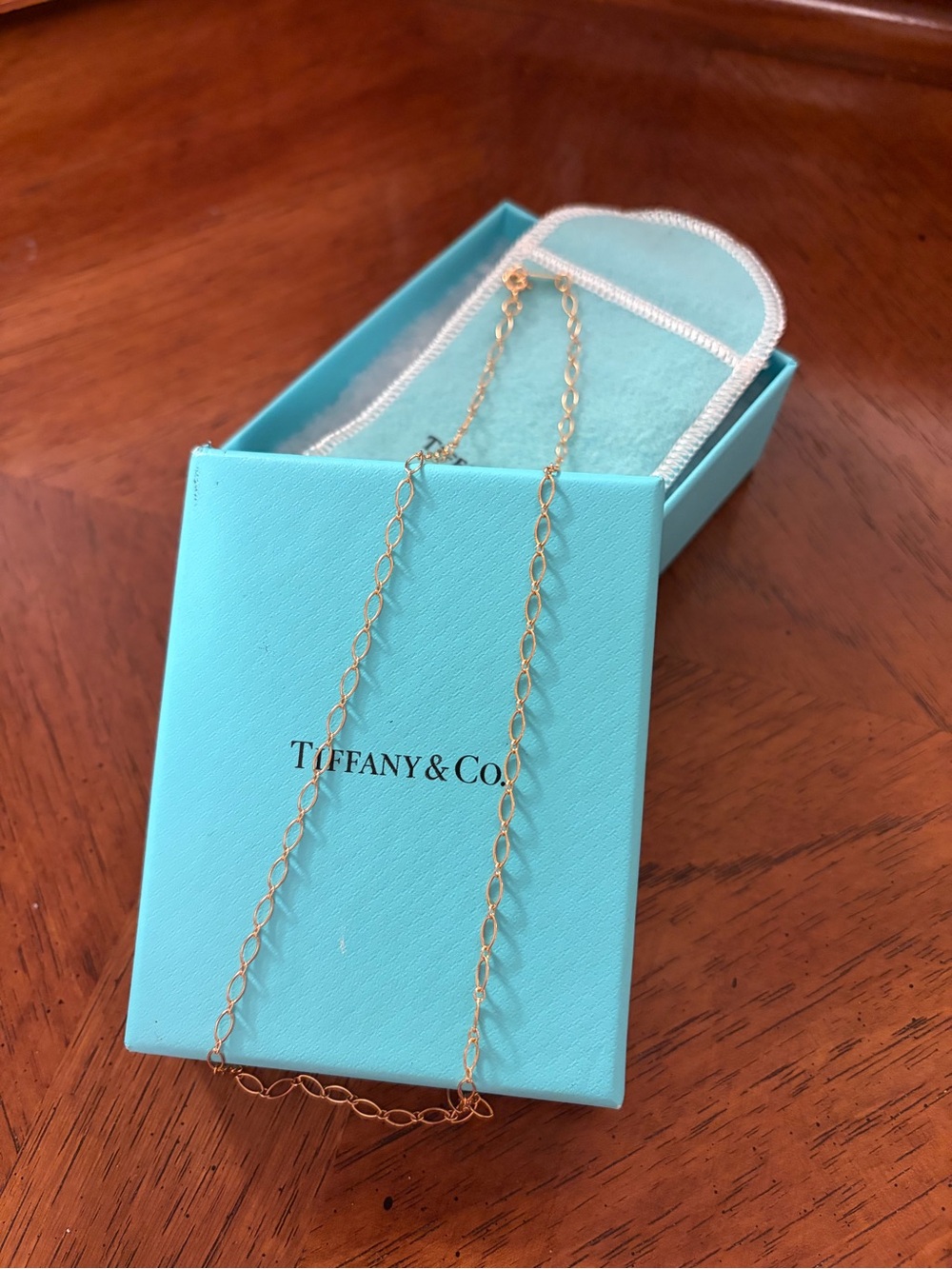 NEW Tiffany & Company 18” 18k Rose Gold Link ChainWith Tiffany Box, Bag and Bow
